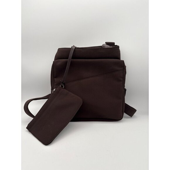 Brown Nylon Crossbody Bag With Adjustable Strap & Detachable Pouch - Picture 1 of 5